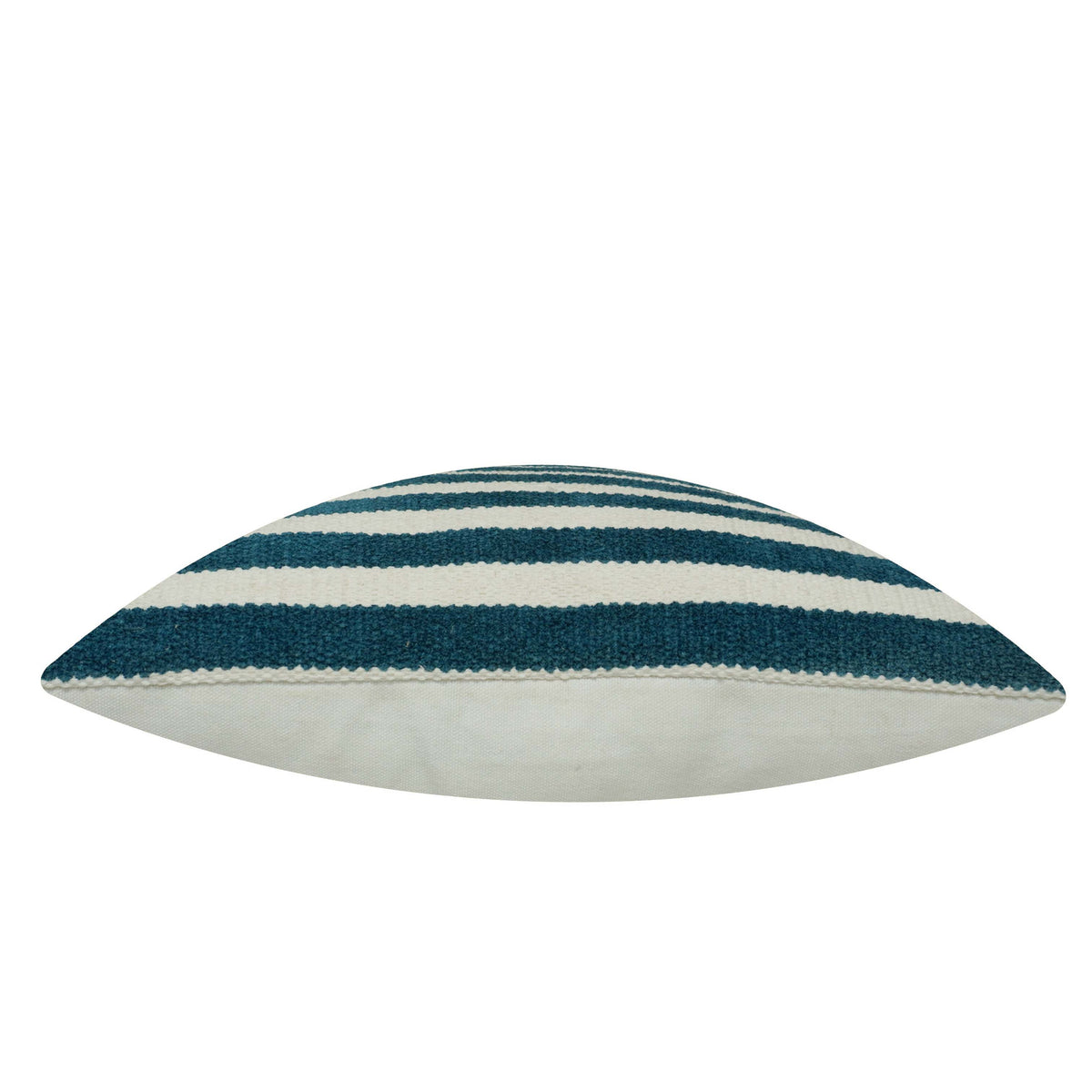 Handwoven Cotton Striped Cushion Cover 45x45 cm | Blue & Ivory Woven Decorative Throw Pillow Cover | Modern Coastal Farmhouse Sofa Cushion Cover | Hidden Zipper