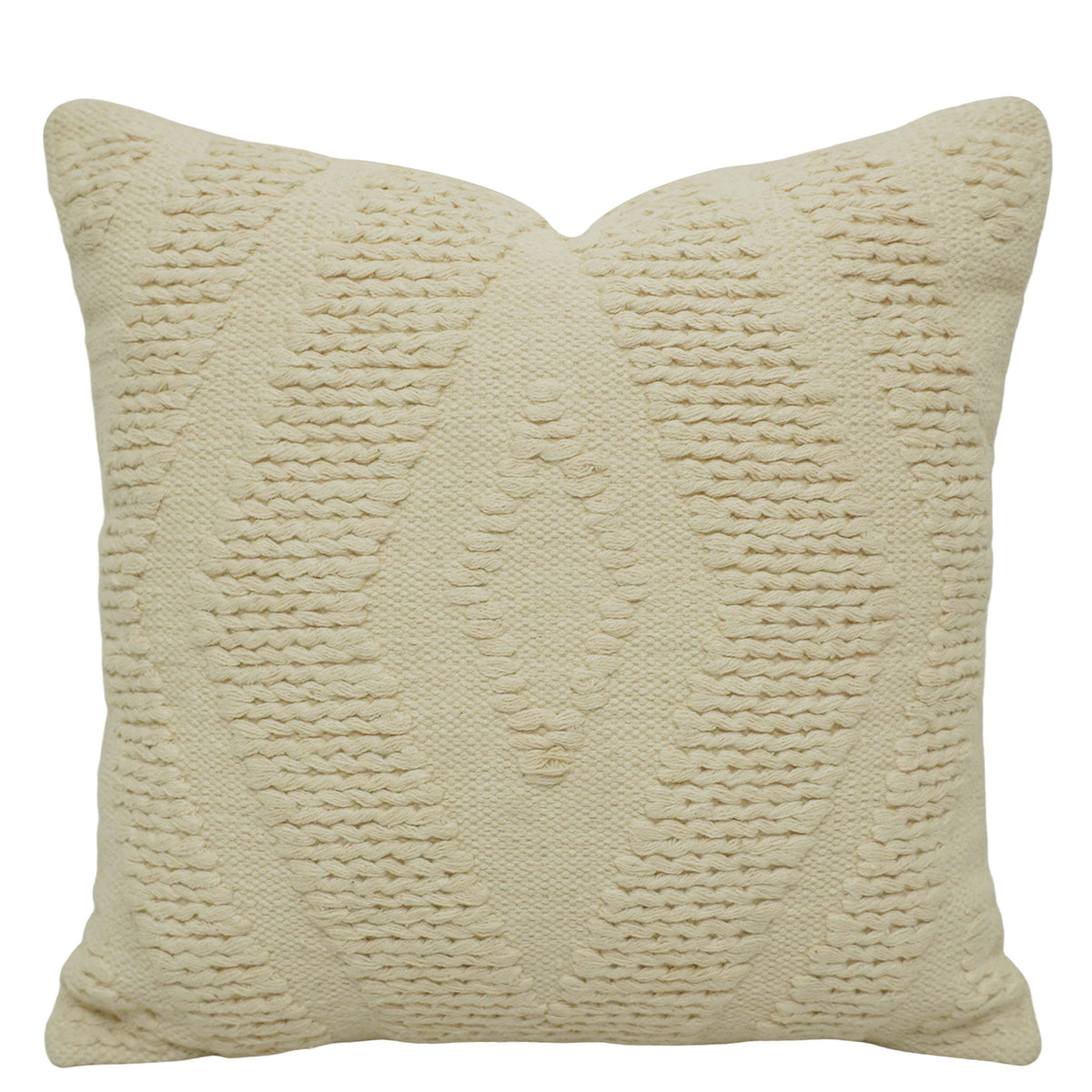 Handwoven Cotton Cushion Cover 45x45 cm | Textured Woven Throw Pillow Cover | Ivory Boho Decorative Cushion Cover | Hidden Zipper | 100% Cotton