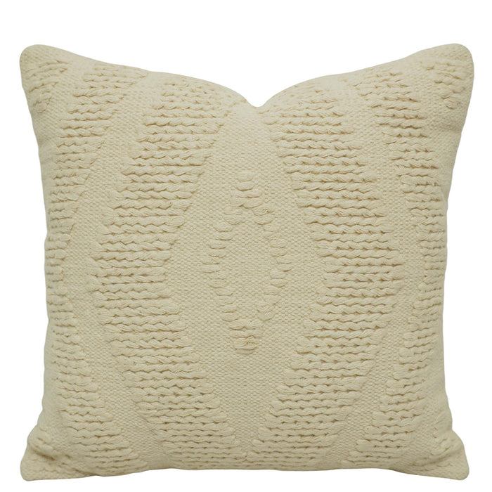 Handwoven Cotton Cushion Cover 45x45 cm | Textured Woven Throw Pillow Cover | Ivory Boho Decorative Cushion Cover | Hidden Zipper | 100% Cotton