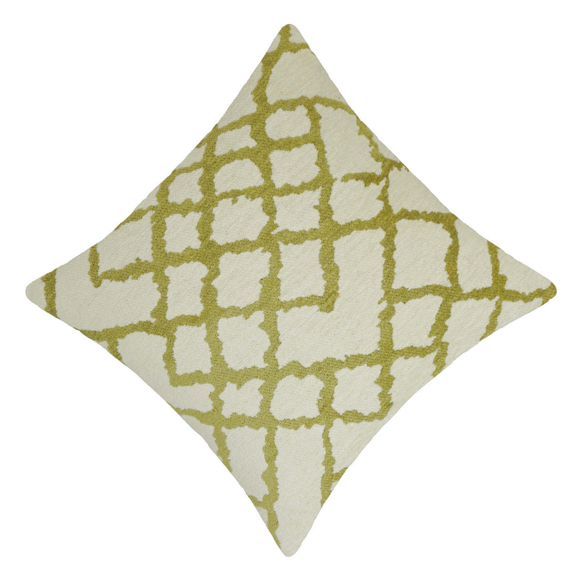 Ivory and olive green geometric jacquard cotton cushion cover 45x45 cm
