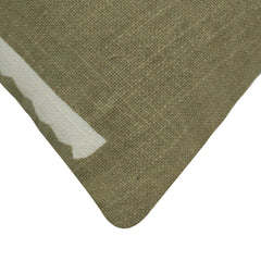 Olive Green & Ivory Printed Cotton Cushion Cover – Geometric Pattern, 45 x 45 cm