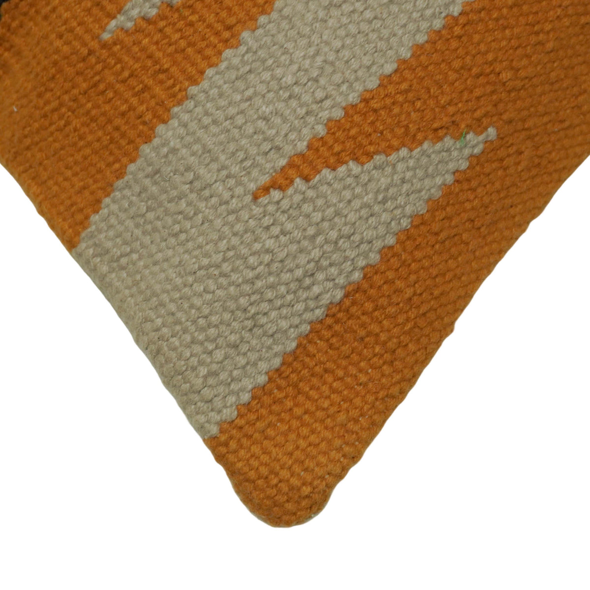 Handwoven Cotton Geometric Cushion Cover 45x45 cm | Mustard, Ivory & Black | Modern Boho Decorative Throw Pillow Cover | Concealed Zip