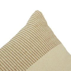 Handwoven Striped Cotton Cushion Cover – Beige & Cream Textured Throw Pillow Cover | 45x45 cm