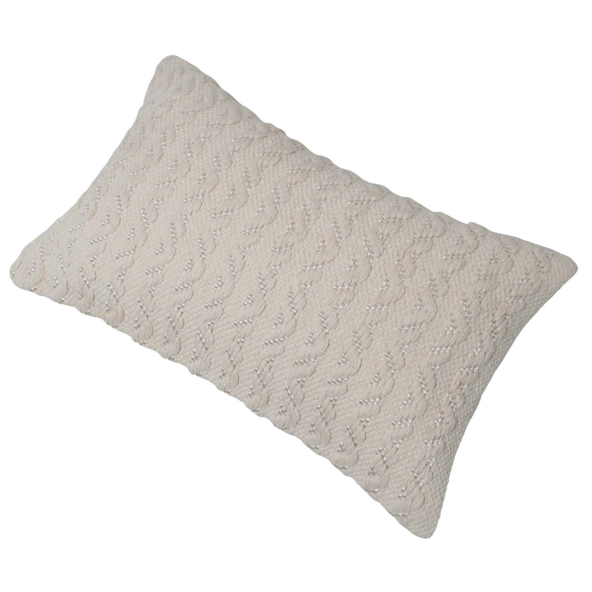 Handmade Textured Cotton Cushion Cover 40x60 cm | Ivory Woven Decorative Lumbar Pillow Cover | Modern Boho Farmhouse Home Décor | Hidden Zipper - Bulk manufacturer & supplier from Panipat, India