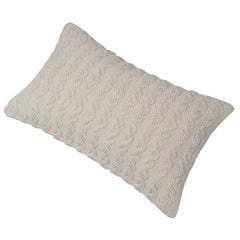 Handmade Textured Cotton Cushion Cover 40x60 cm | Ivory Woven Decorative Lumbar Pillow Cover | Modern Boho Farmhouse Home Décor | Hidden Zipper
