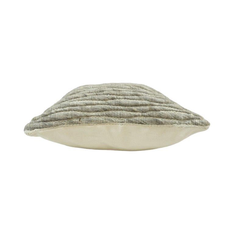 Wave Texture Embroidered Cotton Cushion Cover – Sage Beige | 45x45 cm Decorative Throw Pillow Cover