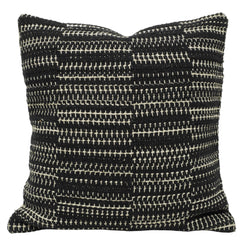 Handwoven Cotton Cushion Cover 45x45 cm | Black & Ivory Textured Woven Throw Pillow Cover | Modern Boho Decorative Cushion Cover with Hidden Zip | 18x18 Inch