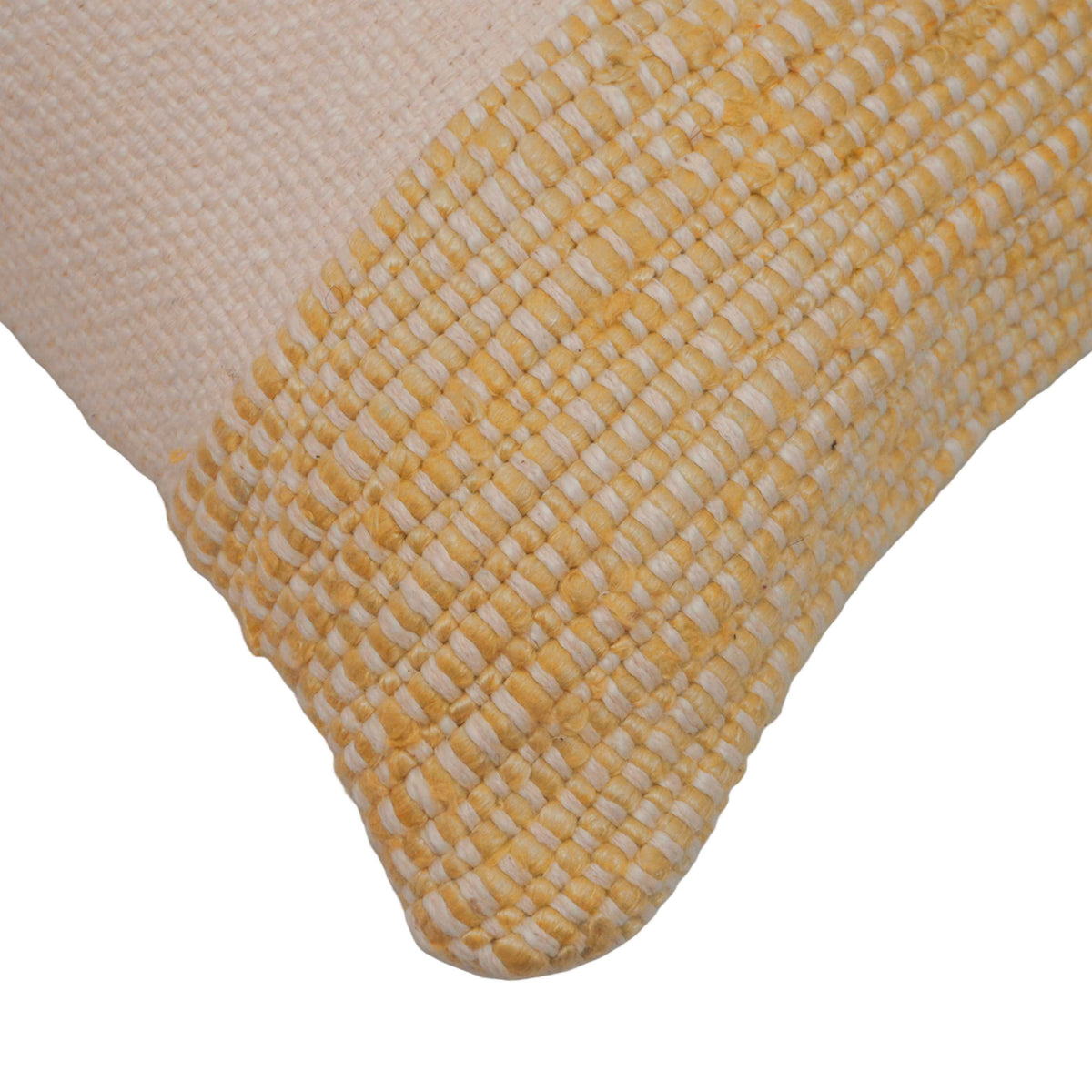 Handwoven Cotton Cushion Cover 45x45 cm | Mustard & Natural Woven Throw Pillow Cover | Textured Artisan Decorative Cushion Cover | Hidden Zipper | 18x18 Inch