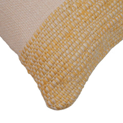 Handwoven Cotton Cushion Cover 45x45 cm | Mustard & Natural Woven Throw Pillow Cover | Textured Artisan Decorative Cushion Cover | Hidden Zipper | 18x18 Inch