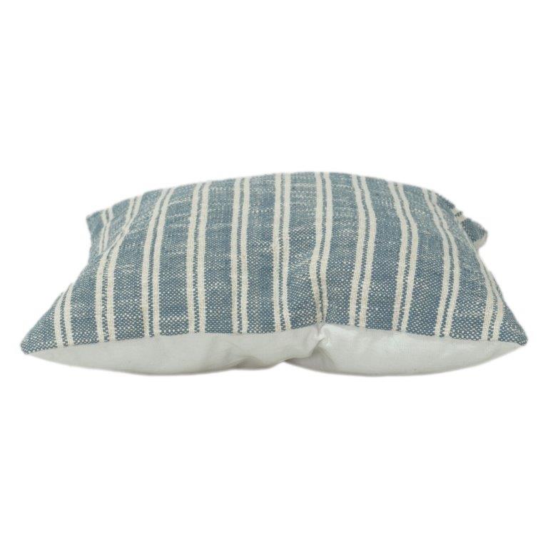 Handwoven Striped Cotton Cushion Cover 45x45 cm | Blue & White Textured Throw Pillow Cover | Modern Minimal Home Décor