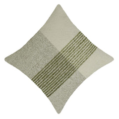Handwoven Textured Cotton Cushion Cover – Olive Green & Ivory Striped Design, 45 x 45 cm
