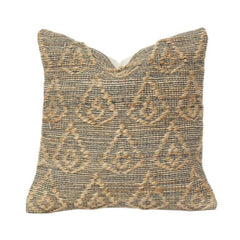 Handgewebter Kissenbezug aus Baumwolle und Jute 45x45 cm | Strukturiertes geometrisches Muster | Boho Rustikaler Dekokissenbezug | Neutraler Erdtöne Sofakissen