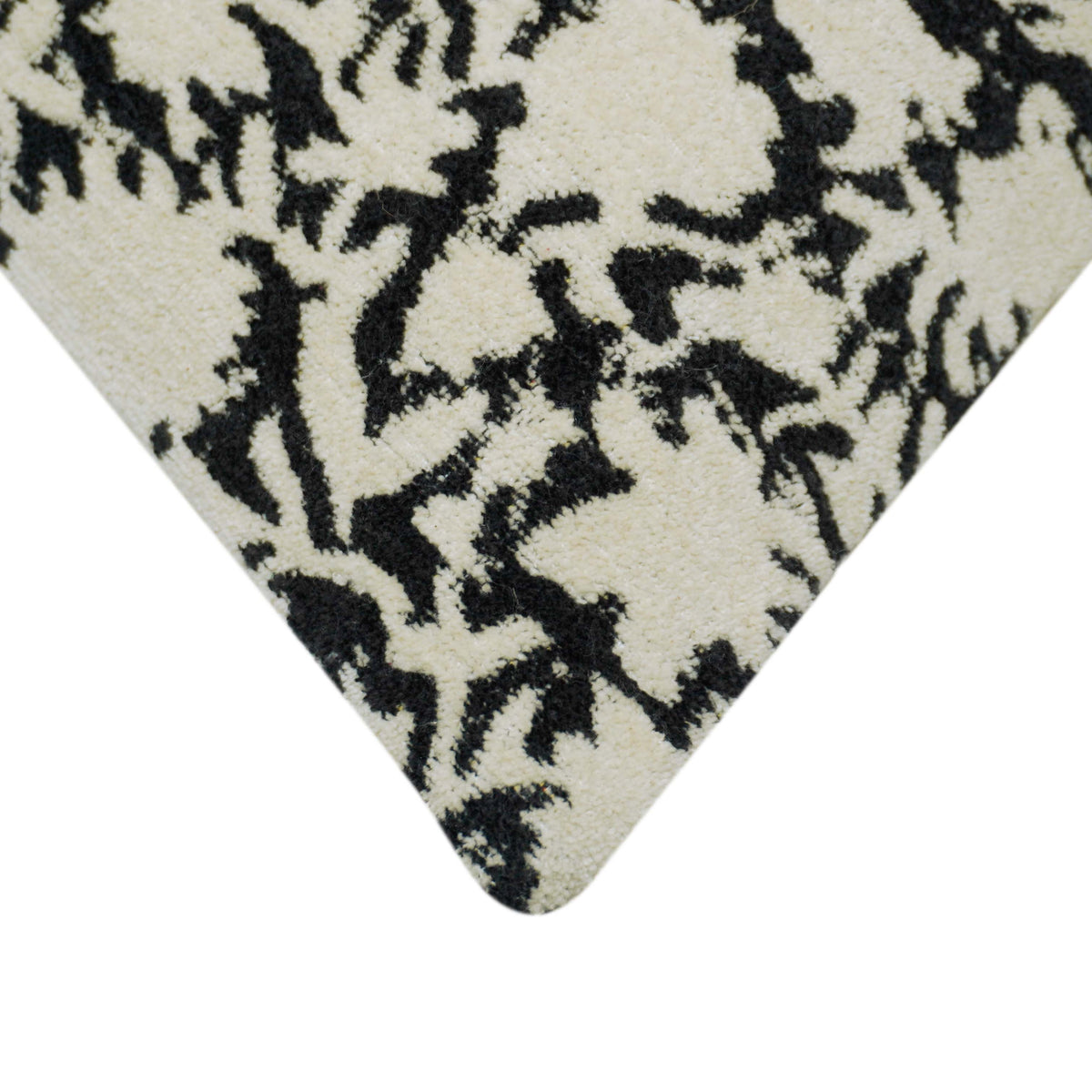 Black and cream abstract floral textured jacquard cushion cover 45x45 cm
