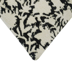 Black and cream abstract floral textured jacquard cushion cover 45x45 cm