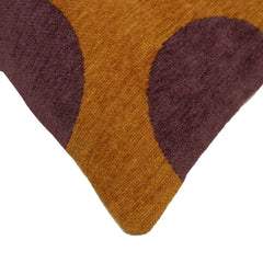 Mustard and brown polka dot jacquard cotton cushion cover 45x45 cm