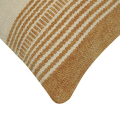 Handwoven Cotton Cushion Cover 45x45 cm | Beige & Ivory Striped Woven Cushion Cover | Decorative Throw Pillow Cover with Hidden Zipper | Modern Boho Home Décor