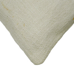 Hand Embroidered Ivory & Mustard Zigzag Cotton Cushion Cover – 35 x 50 cm