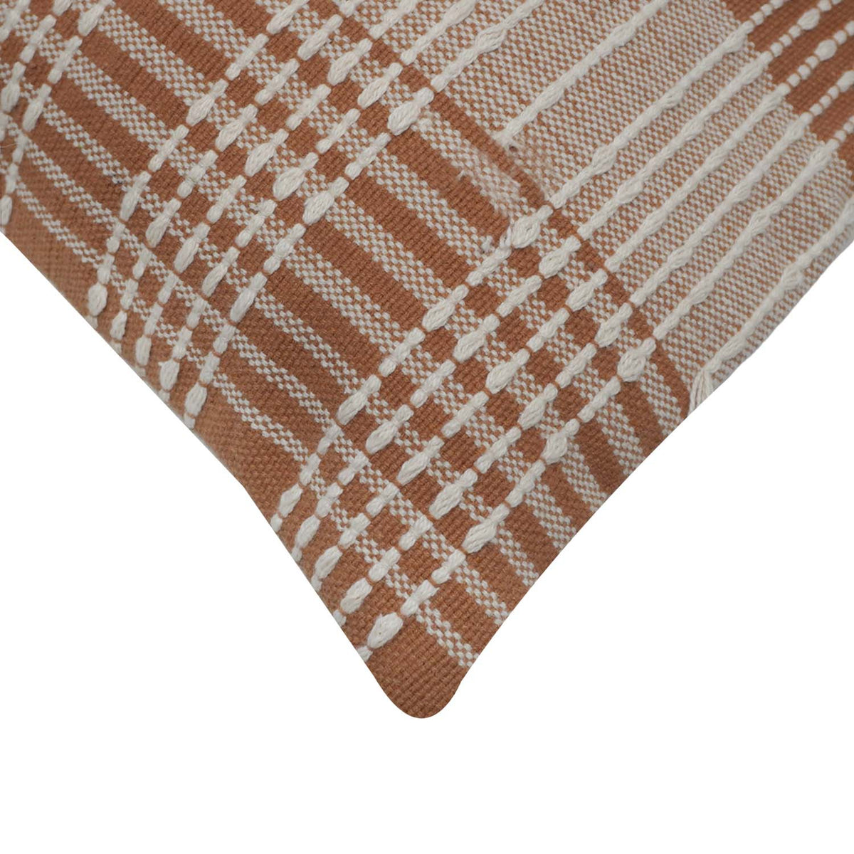 Handmade Woven Cotton Cushion Cover 45x45 cm | Textured Plaid Design | Decorative Throw Pillow Cover with Concealed Zip | Modern Boho Home Décor - Bulk manufacturer & supplier from Panipat, India
