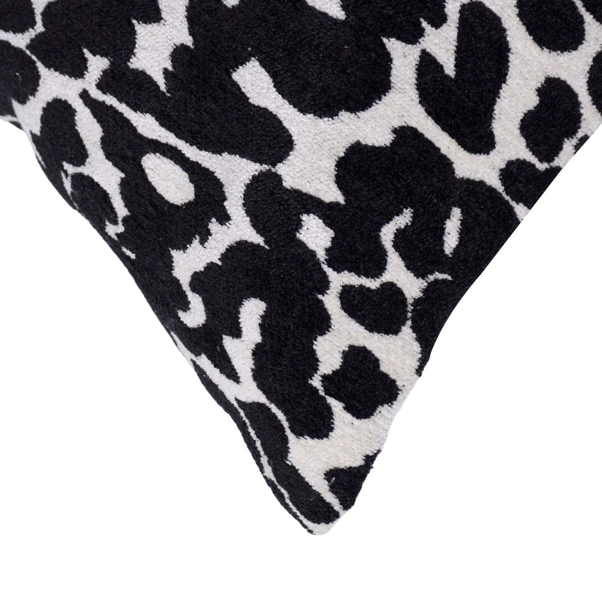Black & White Leopard Pattern Jacquard Cotton Cushion Cover | 45x45 cm | Modern Animal Print Decorative Pillow Cover - Bulk manufacturer & supplier from Panipat, India