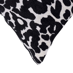Black & White Leopard Pattern Jacquard Cotton Cushion Cover | 45x45 cm | Modern Animal Print Decorative Pillow Cover