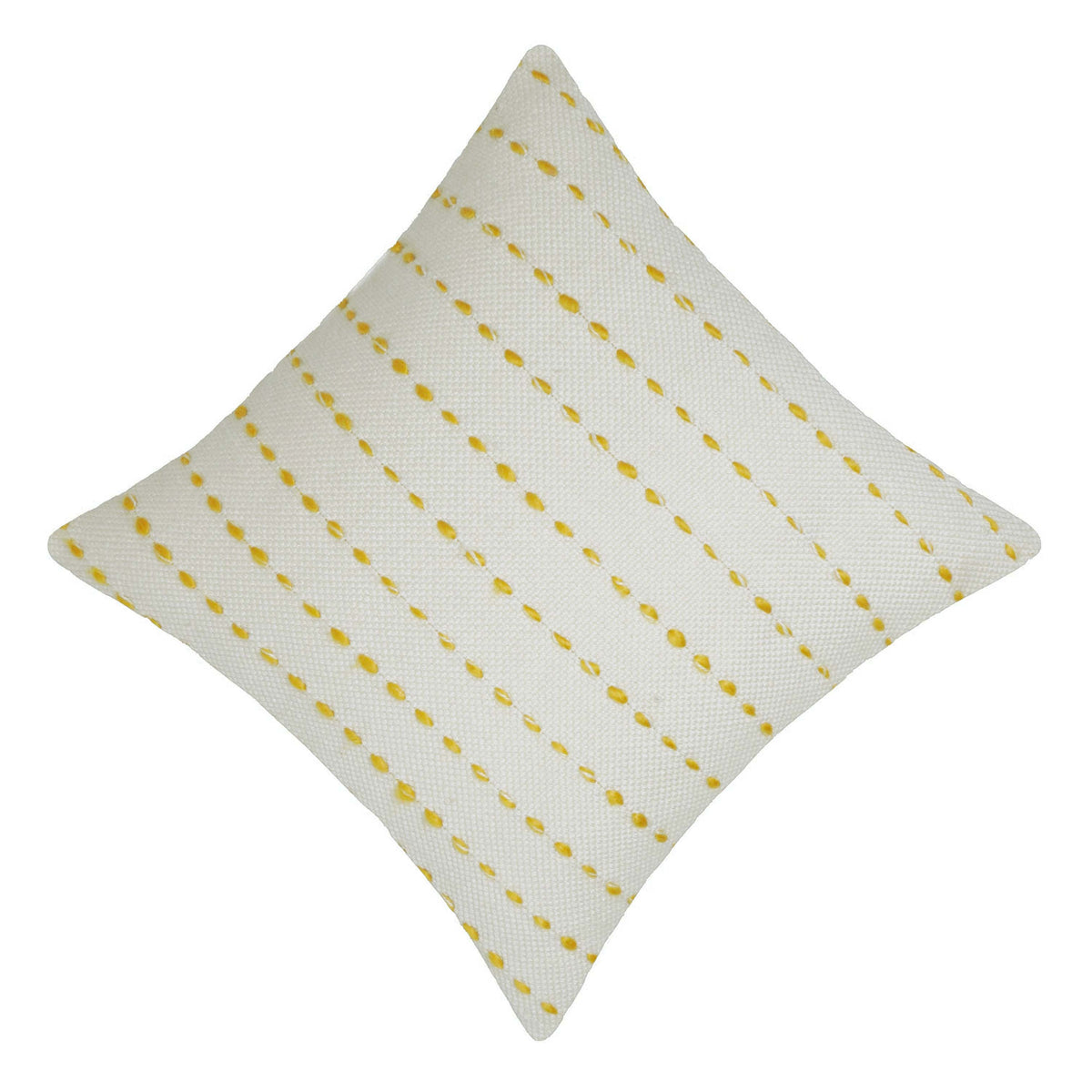 Handwoven White & Yellow Textured Cushion Cover – 45 x 45 cm