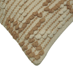 Handwoven Cotton Cushion Cover 45x45 cm | Textured Geometric Woven Design | Decorative Throw Pillow Cover | Beige & Natural | Hidden Zipper