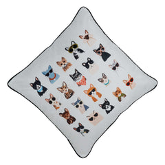 Cute Cat Printed Cotton Cushion Cover 45x45 cm | Decorative Throw Pillow Cover with Concealed Zip | Modern Pet-Themed Home Décor | 18 x 18 Inch