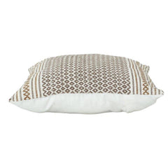 Handwoven Geometric Cotton Cushion Cover 45x45 cm | Boho Tribal Pattern | Neutral Brown & Ivory Decorative Pillow Cover