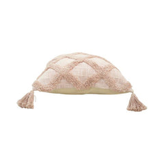 Tufted Diamond Pattern Cotton Cushion Cover – Beige Textured Throw Pillow Cover 45x45 cm