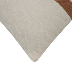 Handwoven Cotton Cushion Cover 40 x 60 cm | Ivory with Brown Woven Stripe | Rectangular Decorative Throw Pillow Cover | Hidden Zipper