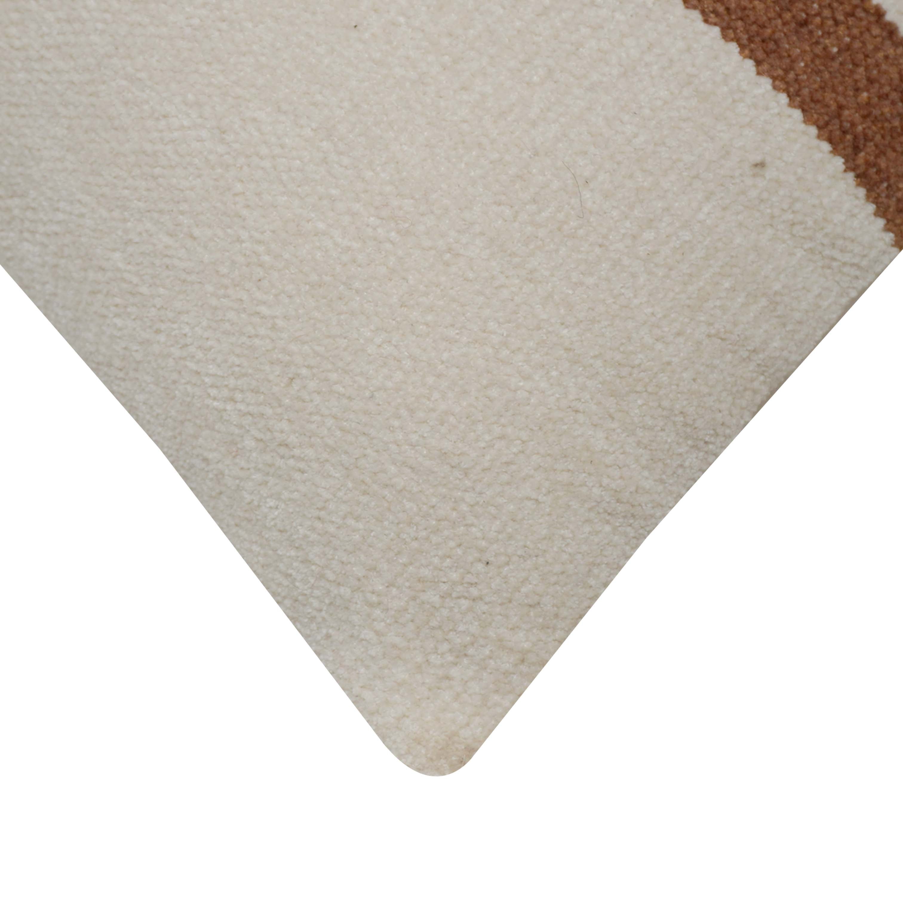 Handwoven Cotton Cushion Cover 40 x 60 cm | Ivory with Brown Woven Stripe | Rectangular Decorative Throw Pillow Cover | Hidden Zipper