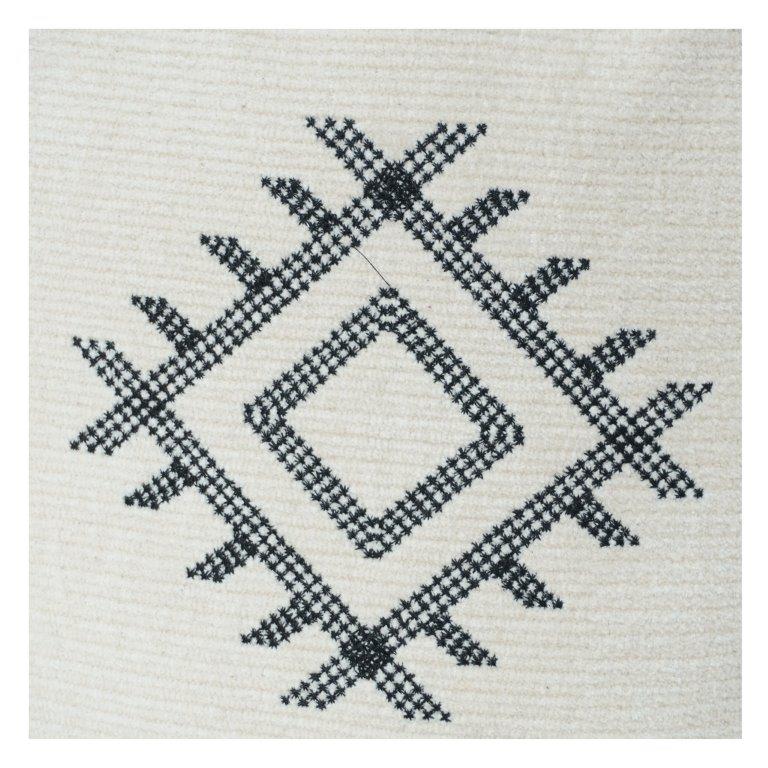 Machine Embroidered Cotton Cushion Cover 45x45 cm | Minimal Geometric Design | Neutral Decorative Pillow Cover