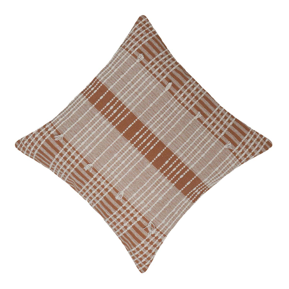 Handmade Woven Cotton Cushion Cover 45x45 cm | Textured Plaid Design | Decorative Throw Pillow Cover with Concealed Zip | Modern Boho Home Décor - Bulk manufacturer & supplier from Panipat, India