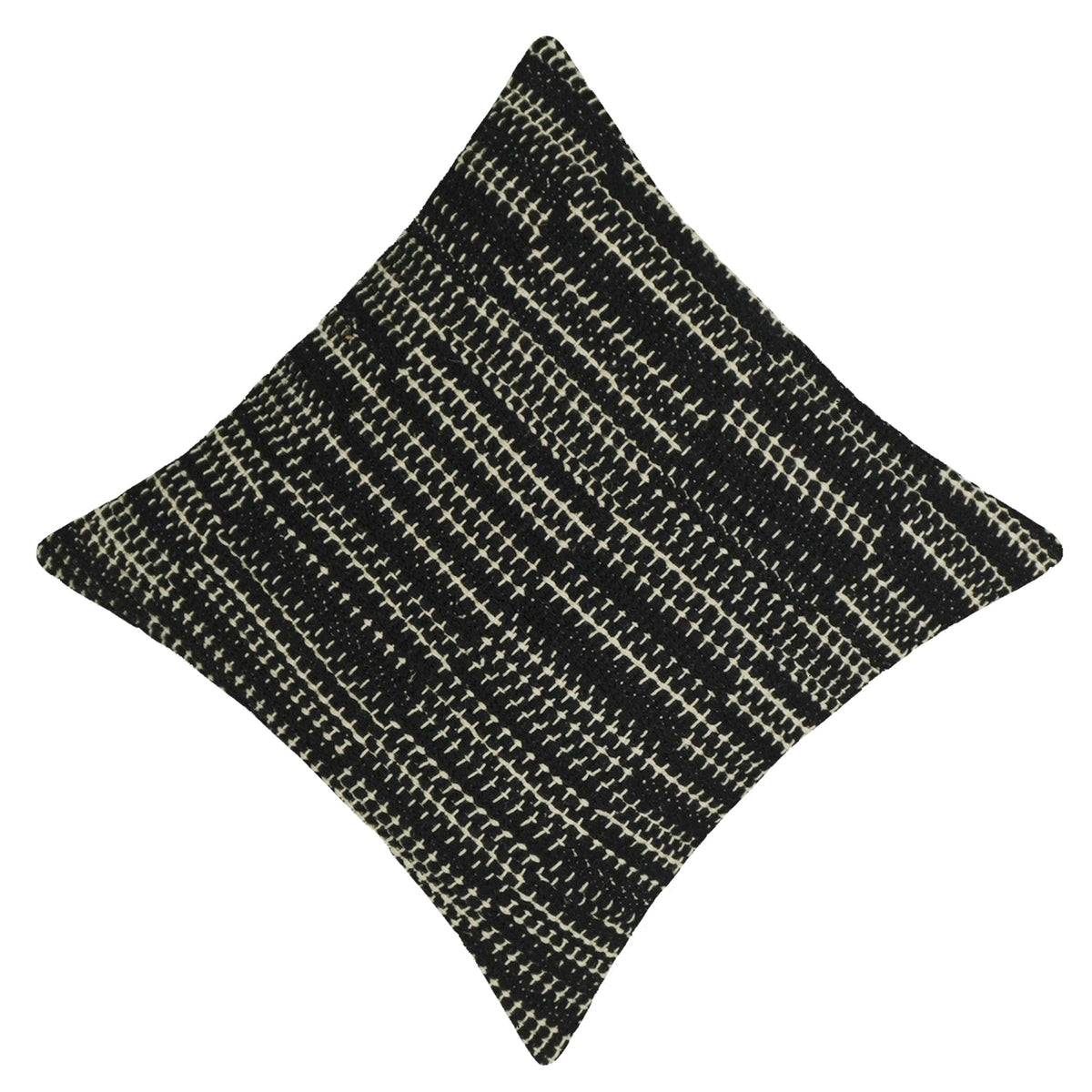 Handwoven Cotton Cushion Cover 45x45 cm | Black & Ivory Textured Woven Throw Pillow Cover | Modern Boho Decorative Cushion Cover with Hidden Zip | 18x18 Inch