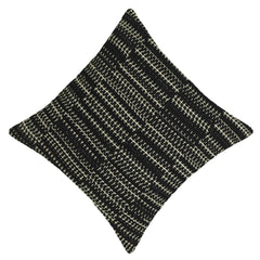 Handwoven Cotton Cushion Cover 45x45 cm | Black & Ivory Textured Woven Throw Pillow Cover | Modern Boho Decorative Cushion Cover with Hidden Zip | 18x18 Inch