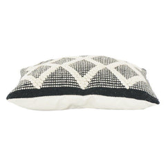 Handwoven Cotton Cushion Cover – Black & White Diamond Geometric Textured Design | Boho Modern Throw Pillow Cover (18x18 Inch)