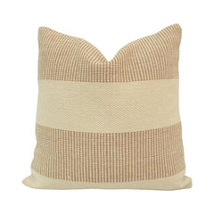 Handwoven Striped Cotton Cushion Cover – Beige & Cream Textured Throw Pillow Cover | 45x45 cm