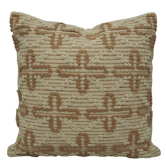 Handwoven Cotton Cushion Cover 45x45 cm | Textured Geometric Woven Design | Decorative Throw Pillow Cover | Beige & Natural | Hidden Zipper