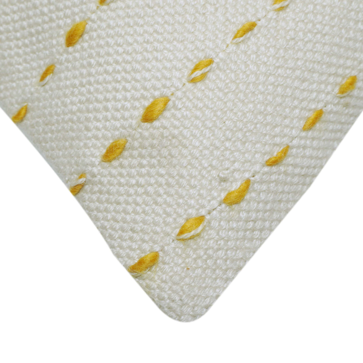 Handwoven White & Yellow Textured Cushion Cover – 45 x 45 cm