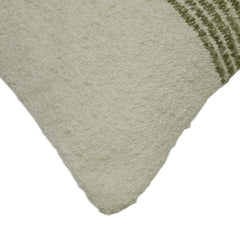 Handwoven Textured Cotton Cushion Cover – Olive Green & Ivory Striped Design, 45 x 45 cm