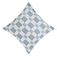 Handwoven Blue & White Geometric Pattern Cushion Cover – 45 x 45 cm