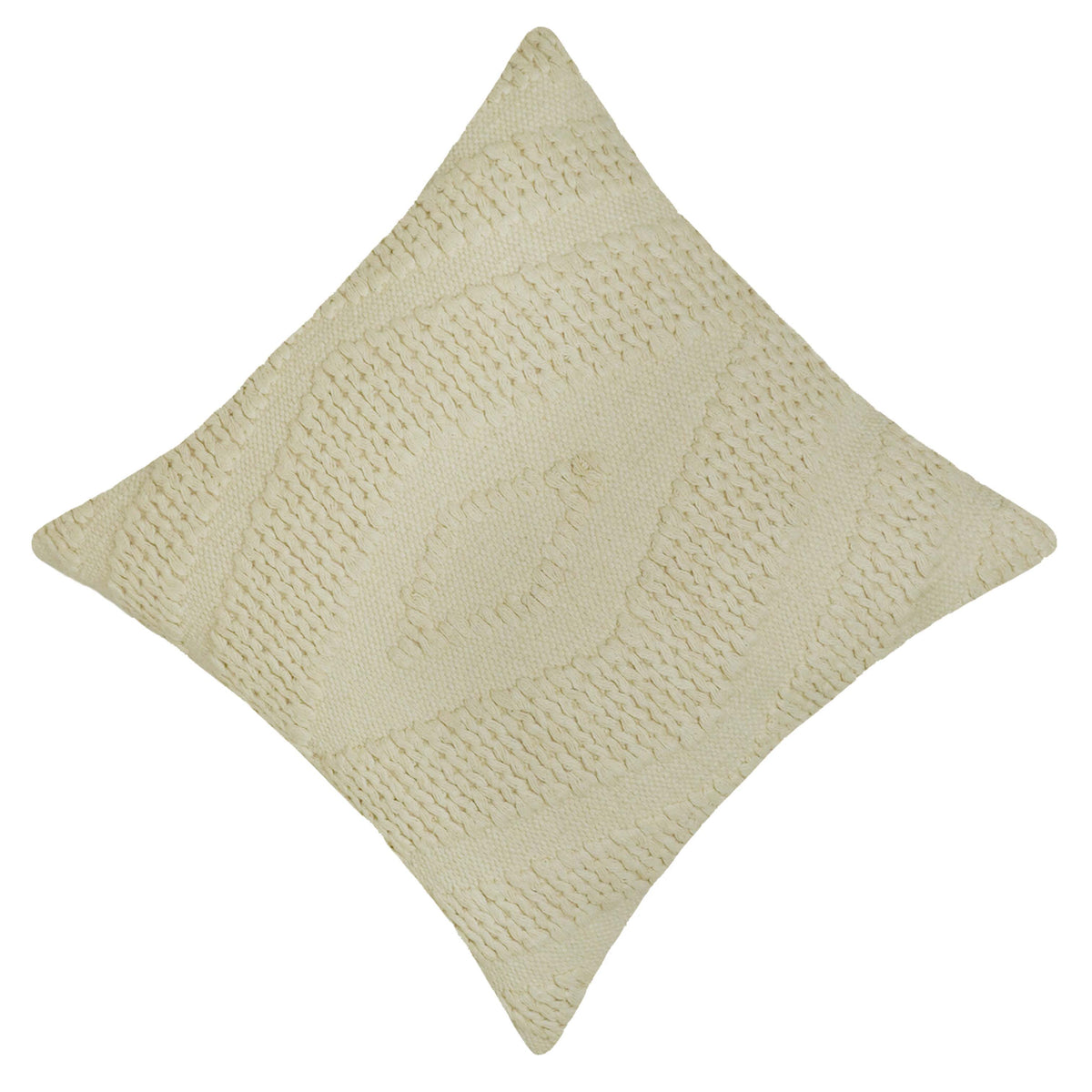 Handwoven Cotton Cushion Cover 45x45 cm | Textured Woven Throw Pillow Cover | Ivory Boho Decorative Cushion Cover | Hidden Zipper | 100% Cotton