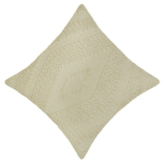 Handwoven Cotton Cushion Cover 45x45 cm | Textured Woven Throw Pillow Cover | Ivory Boho Decorative Cushion Cover | Hidden Zipper | 100% Cotton