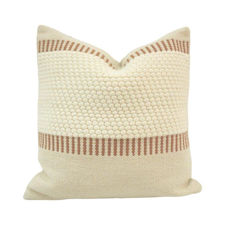 Handmade Cotton Textured Cushion Cover 45x45 cm | Woven Bobble Design | Neutral Beige Decorative Throw Pillow Cover