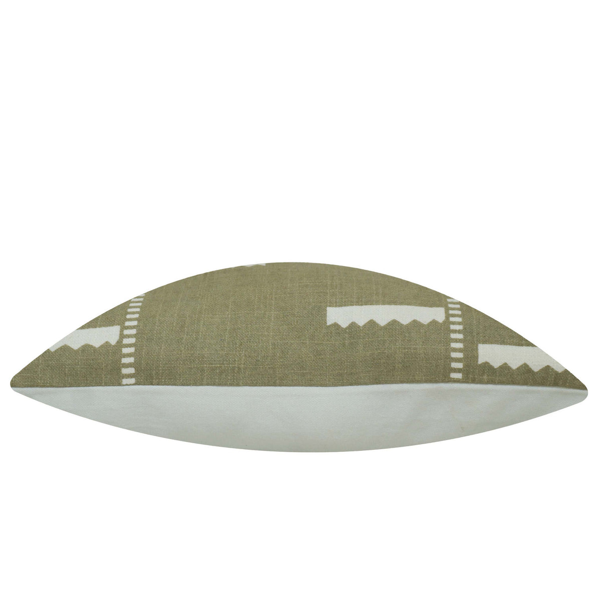 Olive Green & Ivory Printed Cotton Cushion Cover – Geometric Pattern, 45 x 45 cm