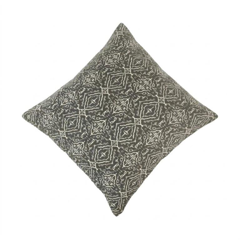 Charcoal Grey Geometric Jacquard Cotton Cushion Cover | 45x45 cm Decorative Throw Pillow Cover - Bulk manufacturer & supplier from Panipat, India