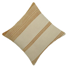 Handwoven Cotton Cushion Cover 45x45 cm | Beige & Ivory Striped Woven Cushion Cover | Decorative Throw Pillow Cover with Hidden Zipper | Modern Boho Home Décor