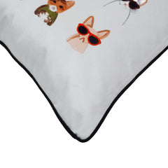 Cute Cat Printed Cotton Cushion Cover 45x45 cm | Decorative Throw Pillow Cover with Concealed Zip | Modern Pet-Themed Home Décor | 18 x 18 Inch