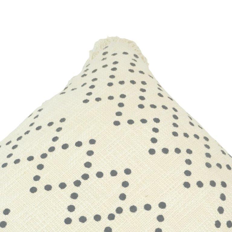 Hand Embroidered Geometric Dot Cotton Cushion Cover – 45 x 45 cm | Boho Textured Throw Pillow Cover - Bulk manufacturer & supplier from Panipat, India