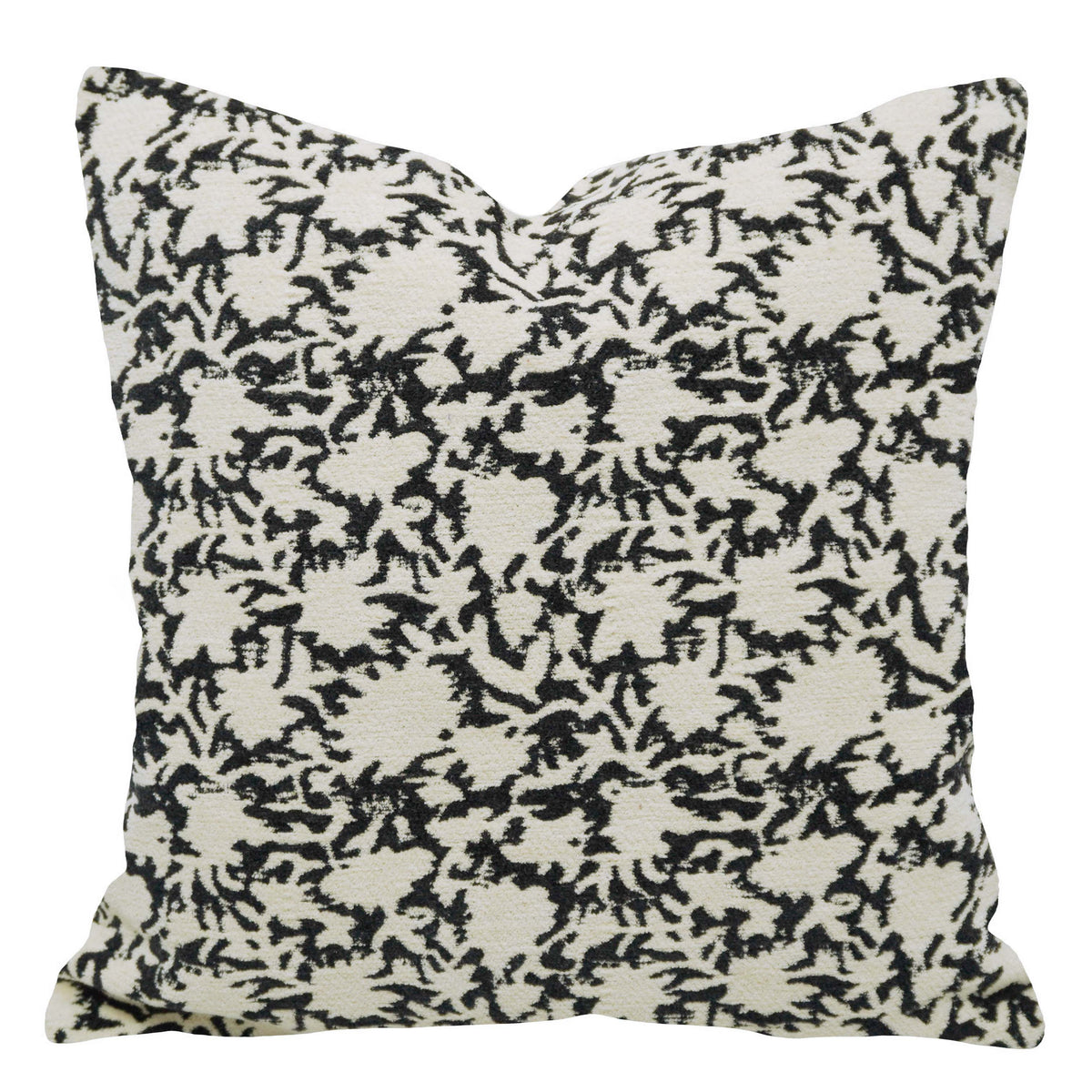 Black & Cream Abstract-Floral Jacquard Cushion Cover 45x45 cm